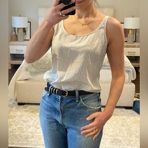 Eileen Fisher Striped Silk Crepe U Neck Camisole